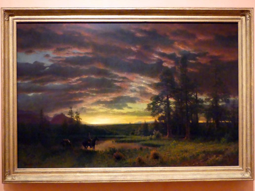 Albert Bierstadt (1859–1883), Abends in der Prärie, Madrid, Museo Thyssen-Bornemisza, Saal 30, nordamerikanische Malerei des 19. Jahrhunderts, um 1870, Bild 1/2