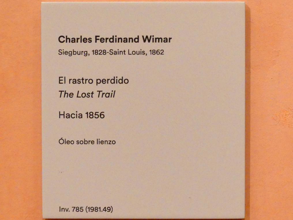 Charles Wimar (1856), Die verlorene Spur, Madrid, Museo Thyssen-Bornemisza, Saal 30, nordamerikanische Malerei des 19. Jahrhunderts, um 1856, Bild 2/2