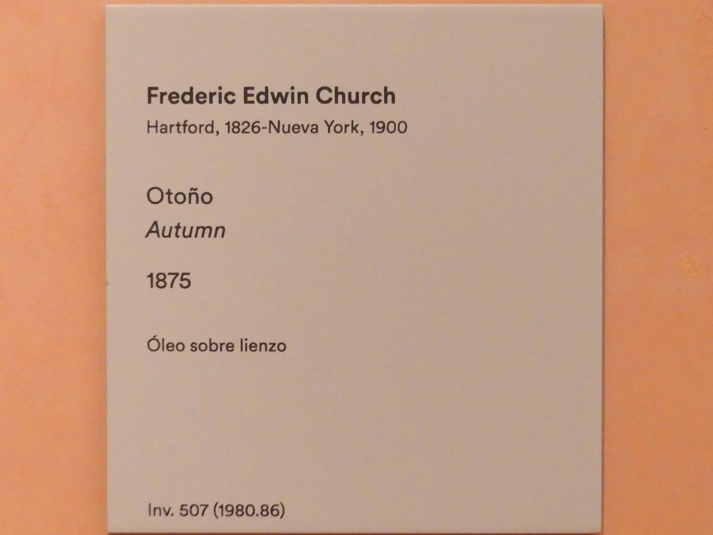 Frederic Edwin Church (1850–1877), Herbst, Madrid, Museo Thyssen-Bornemisza, Saal 30, nordamerikanische Malerei des 19. Jahrhunderts, 1875, Bild 2/2