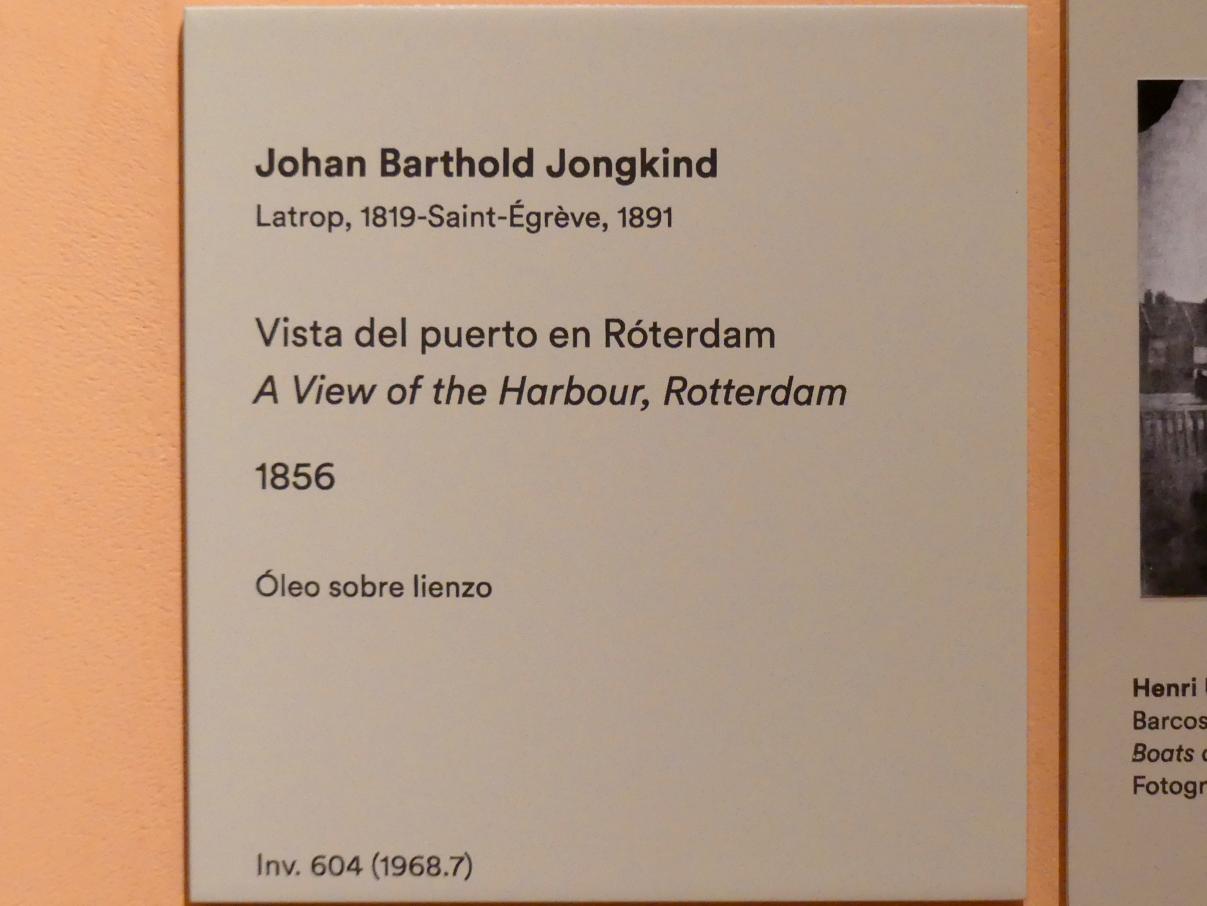 Johan Barthold Jongkind (1854–1877), Blick auf den Hafen von Rotterdam, Madrid, Museo Thyssen-Bornemisza, Saal 31, europäische Malerei des 19. Jahrhunderts, 1856, Bild 2/3