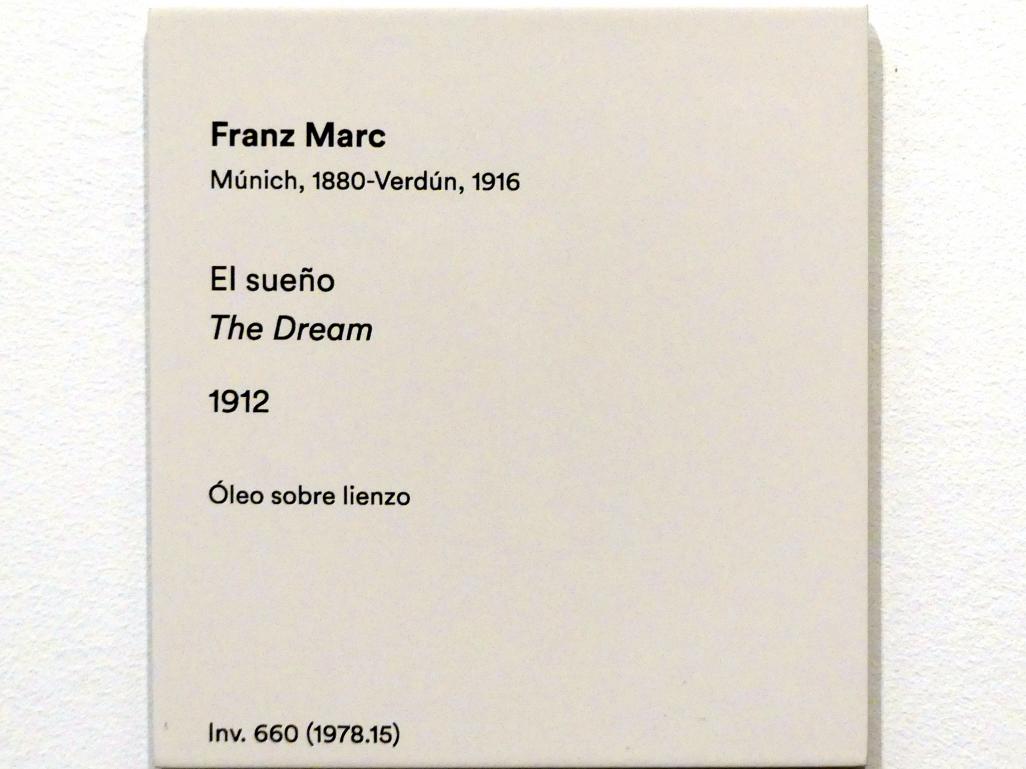 Franz Marc (1904–1914), Der Traum, Madrid, Museo Thyssen-Bornemisza, Saal 38. europäische Malerei der ersten Hälfte des 20. Jahrhunderts, 1912, Bild 2/2