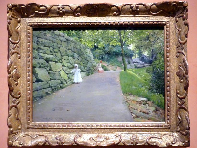William Merritt Chase (1872–1896), Im Park (ein Seitenweg), Madrid, Museo Thyssen-Bornemisza, Saal J, nordamerikanische Malerei des 19. Jahrhunderts, um 1889, Bild 1/2