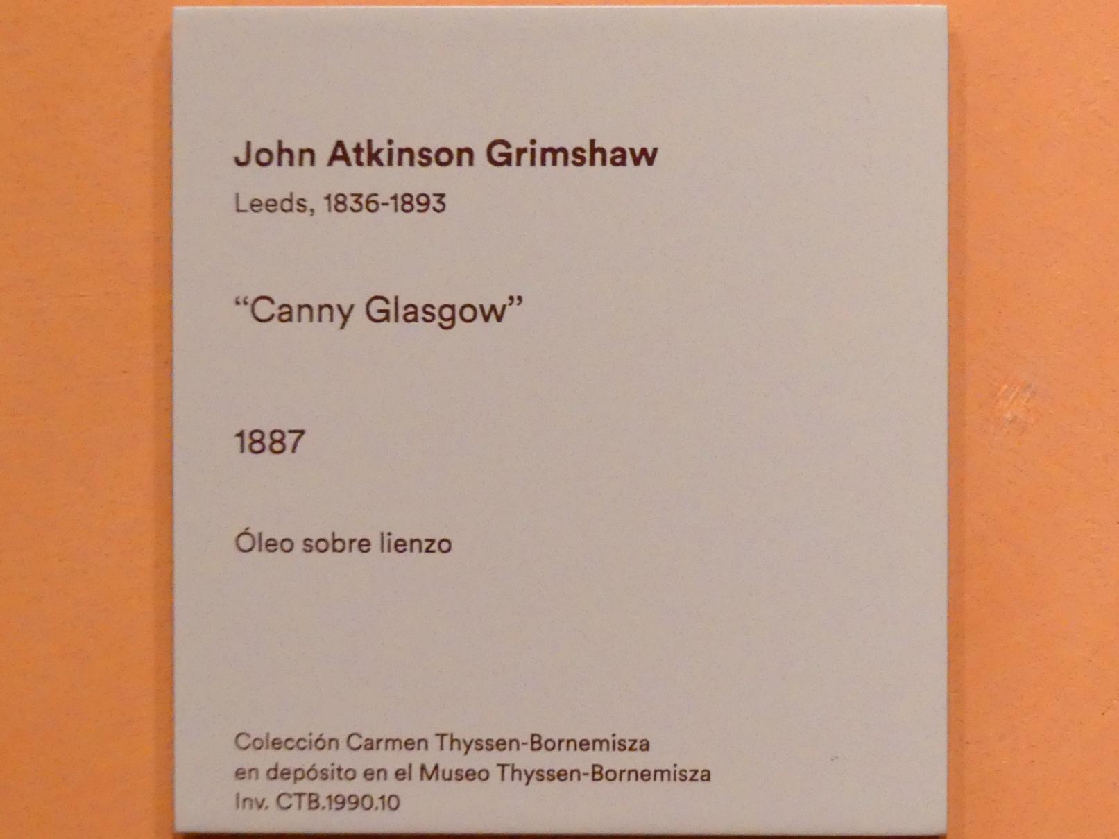 John Atkinson Grimshaw (1880–1887), "Canny Glasgow", Madrid, Museo Thyssen-Bornemisza, Saal J, nordamerikanische Malerei des 19. Jahrhunderts, 1887, Bild 2/2