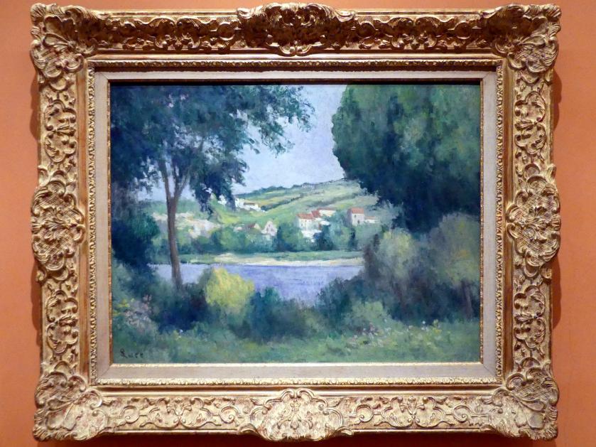 Maximilien Luce (1887–1930), Blick durch Bäume auf den Rand von Rolleboise, Madrid, Museo Thyssen-Bornemisza, Saal K, europäische Malerei des 19.Jahrhunderts, um 1920–1930