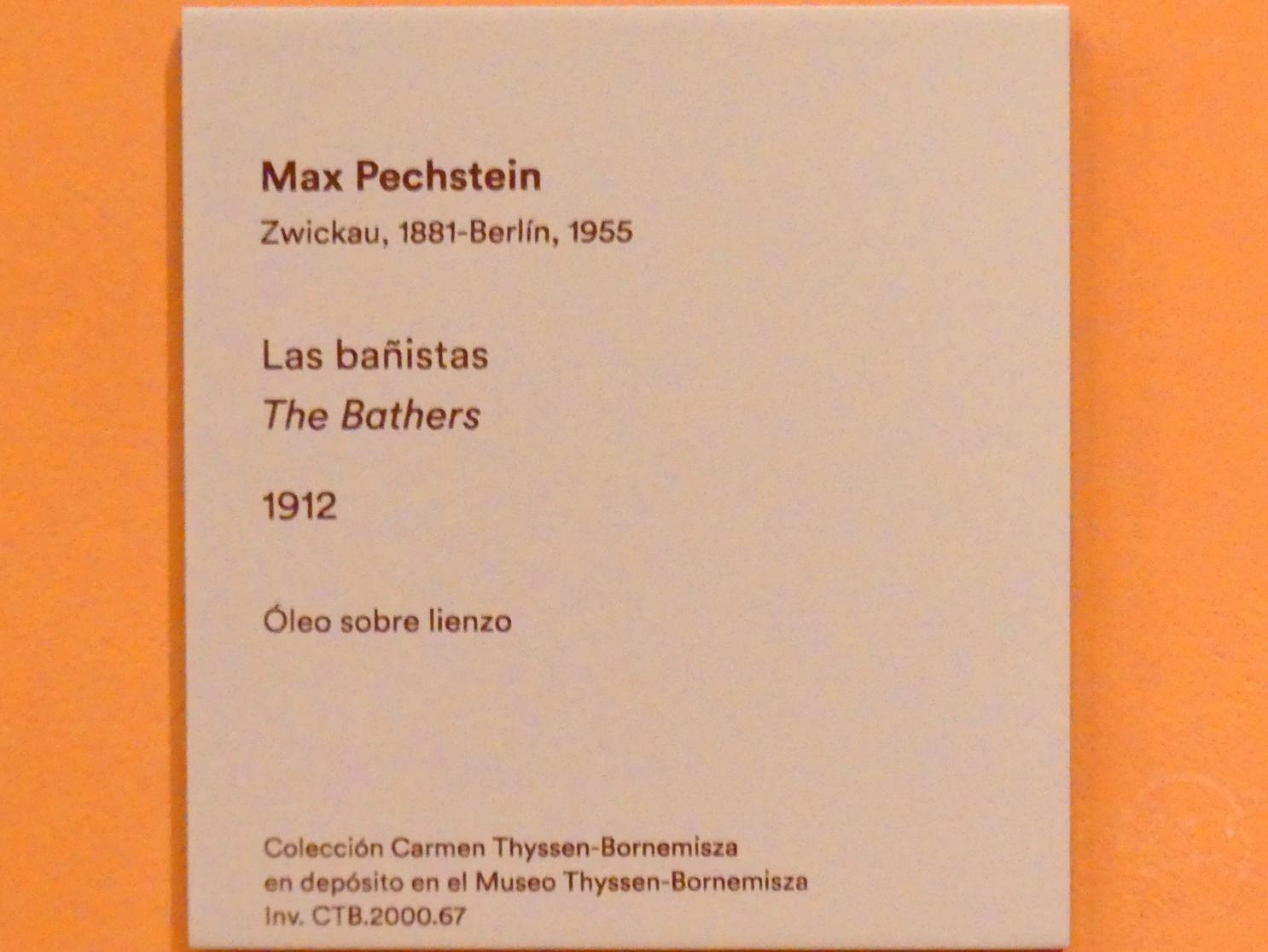 Max Pechstein (1895–1953), Die Badenden, Madrid, Museo Thyssen-Bornemisza, Saal N, europäische Malerei der ersten Hälfte des 20. Jahrhundert, 1912, Bild 2/2
