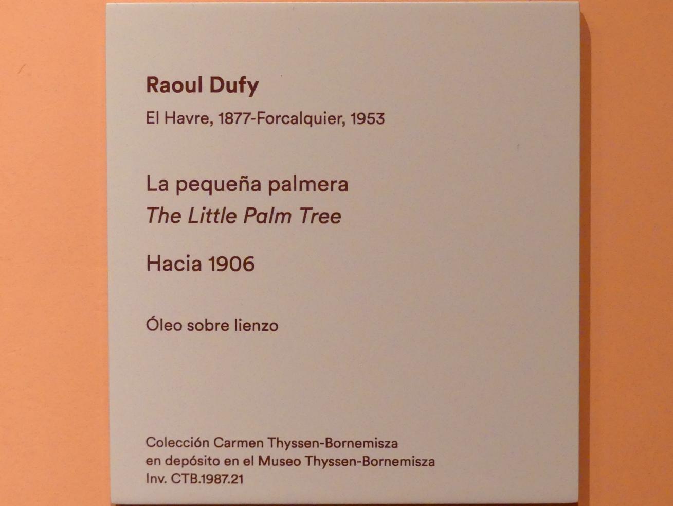 Raoul Dufy (1903–1937), Die kleine Palme, Madrid, Museo Thyssen-Bornemisza, Saal O, europäische Malerei der ersten Hälfte des 20. Jahrhundert, um 1906, Bild 2/2
