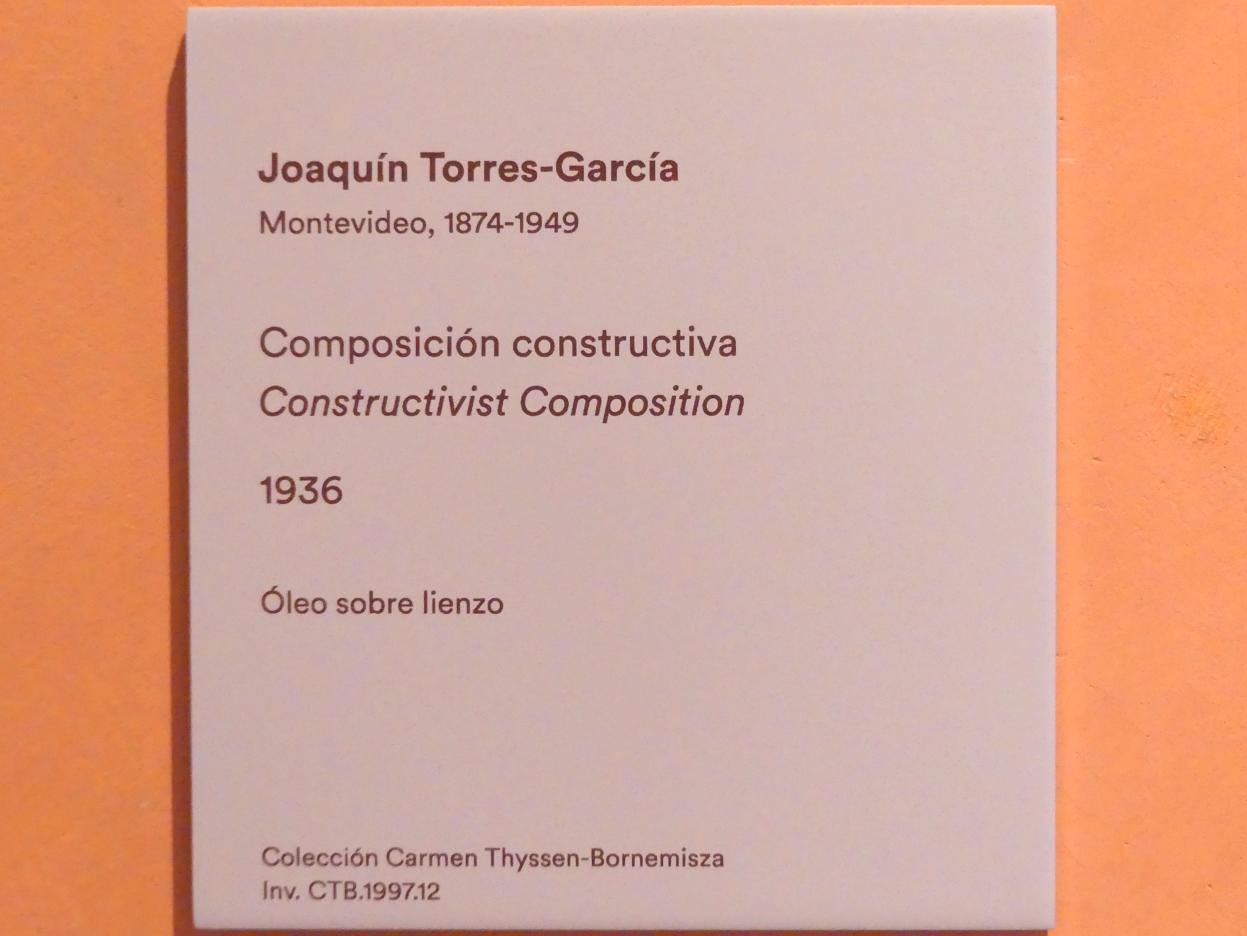 Joaquín Torres García (1911–1943), Konstruktivistische Komposition, Madrid, Museo Thyssen-Bornemisza, Saal P, erste Avantgarden, 1936, Bild 2/2