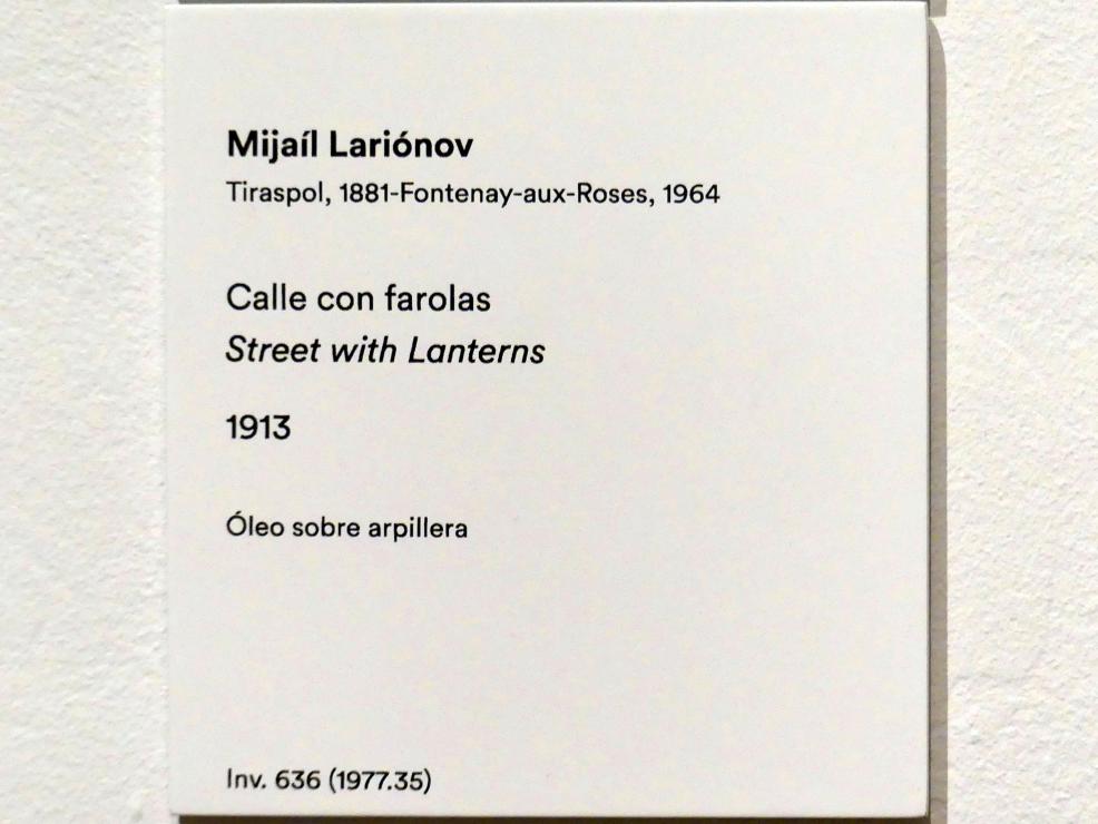 Michail Fjodorowitsch Larionow (1907–1914), Straße mit Laternen, Madrid, Museo Thyssen-Bornemisza, Saal 43, Pioniere der Abstraktion, 1913, Bild 2/2