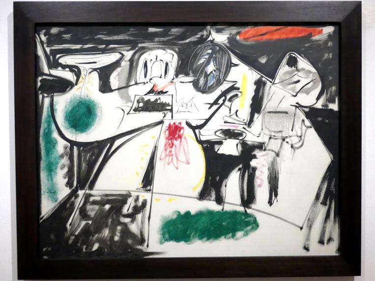 Arshile Gorky (1938–1948), Letztes Gemälde (Der schwarze Mönch), Madrid, Museo Thyssen-Bornemisza, Saal 46, nordamerikanische Malerei des 20. Jahrhunderts, 1948