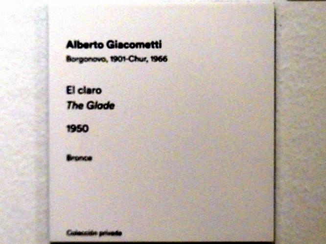 Alberto Giacometti (1914–1965), Lichtung, Madrid, Museo Thyssen-Bornemisza, Saal 47, Abstraktion und Gegenständlichkeit in der europäischen Nachkriegszeit, 1950, Bild 5/5