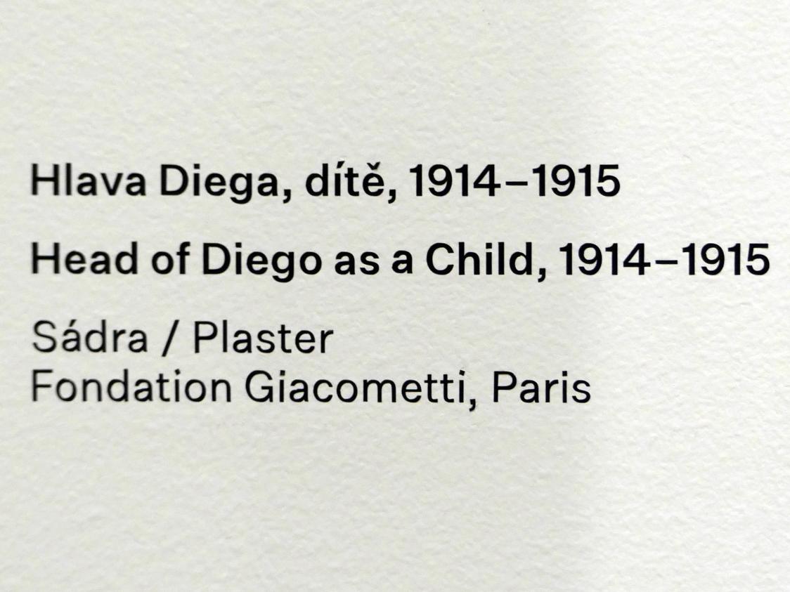 Alberto Giacometti (1914–1965), Büste Diego Giacometti als Kind, Prag, Nationalgalerie im Messepalast, Ausstellung "Alberto Giacometti" vom 18.07.-01.12.2019, Familie, 1914–1915, Bild 2/2