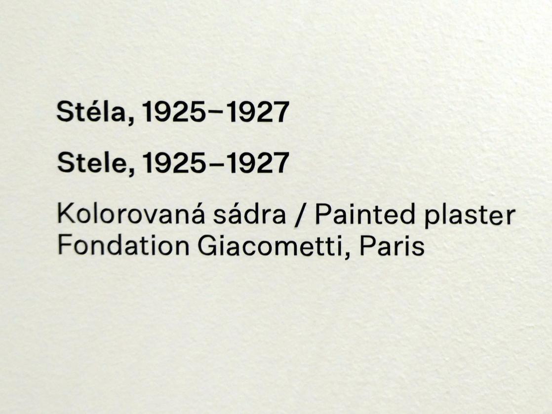 Alberto Giacometti (1914–1965), Stele, Prag, Nationalgalerie im Messepalast, Ausstellung "Alberto Giacometti" vom 18.07.-01.12.2019, Avantgarde, 1925–1927, Bild 2/2