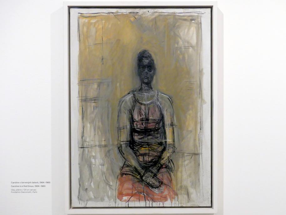 Alberto Giacometti (1914–1965), Caroline in rotem Kleid, Prag, Nationalgalerie im Messepalast, Ausstellung "Alberto Giacometti" vom 18.07.-01.12.2019, Köpfe, 1964–1965