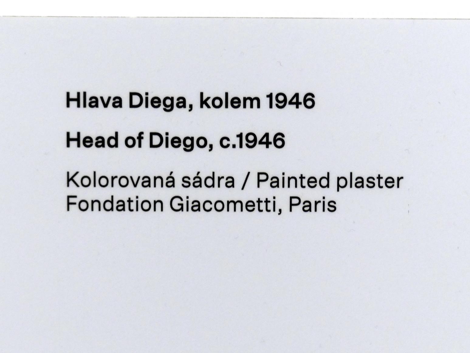 Alberto Giacometti (1914–1965), Kopf von Diego, Prag, Nationalgalerie im Messepalast, Ausstellung "Alberto Giacometti" vom 18.07.-01.12.2019, Köpfe, um 1946, Bild 4/4