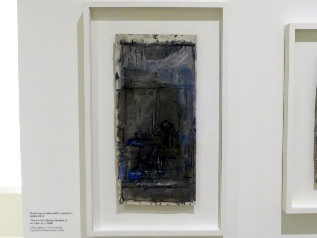 Alberto Giacometti (1914–1965), Die Mutter des Künstlers, in einem Interieur sitzend, Prag, Nationalgalerie im Messepalast, Ausstellung "Alberto Giacometti" vom 18.07.-01.12.2019, Köpfe, um 1949, Bild 1/3