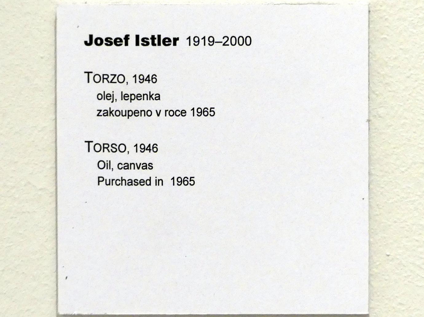 Josef Istler (1943–1946), Torso, Prag, Nationalgalerie im Messepalast, Moderne Kunst, 1946, Bild 2/2