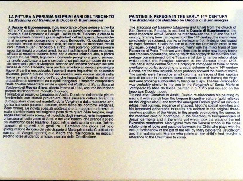 Duccio di Buoninsegna (1295–1315), Maria mit Kind und sechs Engeln, Perugia, San Domenico, jetzt Perugia, Nationalgalerie von Umbrien (Galleria nazionale dell'Umbria), 02: Duccio di Boninsegna, um 1304–1310, Bild 3/3