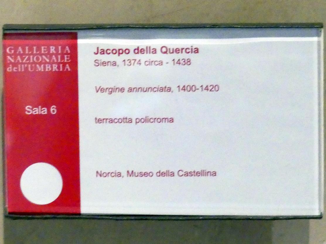 Jacopo della Quercia (1410–1432), Maria aus einer Verkündigung, Perugia, Nationalgalerie von Umbrien (Galleria nazionale dell'Umbria), 06: Gentile da Fabriano, Álvaro Pires de Évora, um 1400–1420, Bild 5/5