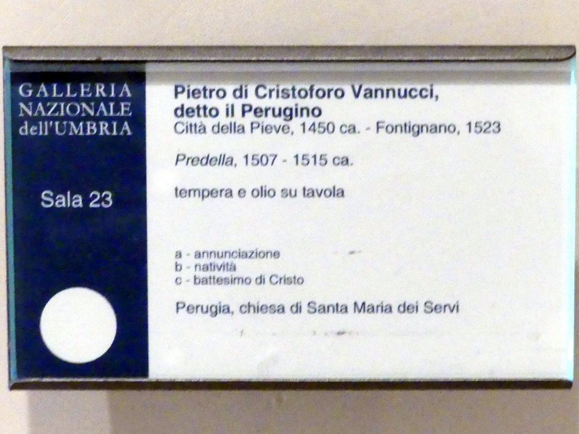Pietro Perugino (Pietro di Cristoforo Vannucci) (1474–1517), Predella, Perugia, Chiesa di Santa Maria dei Servi, jetzt Perugia, Nationalgalerie von Umbrien (Galleria nazionale dell'Umbria), 23: Perugino, um 1507–1515, Bild 3/3