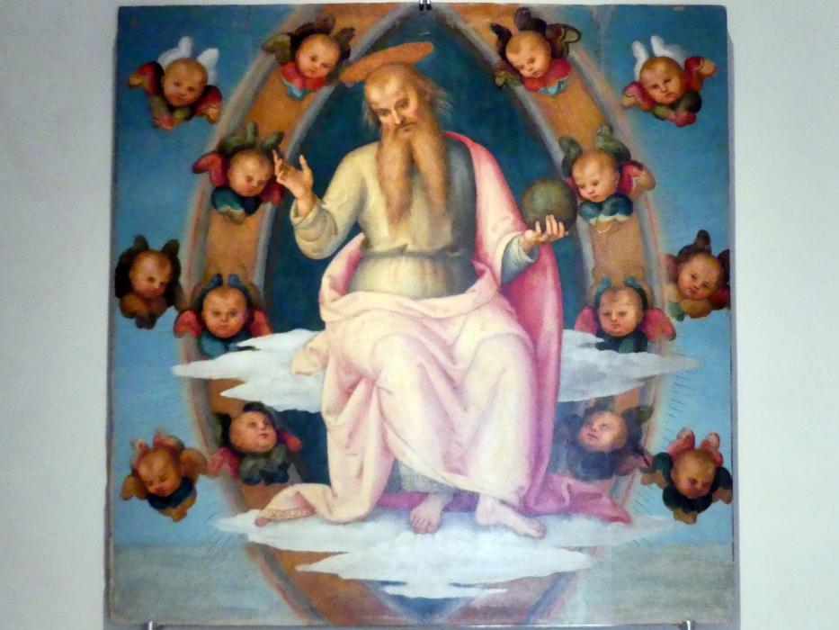 Pietro Perugino (Pietro di Cristoforo Vannucci) (1474–1517), Gottvater, Perugia, Kirche Sant'Agostino, jetzt Perugia, Nationalgalerie von Umbrien (Galleria nazionale dell'Umbria), 25: Perugino, um 1502–1523