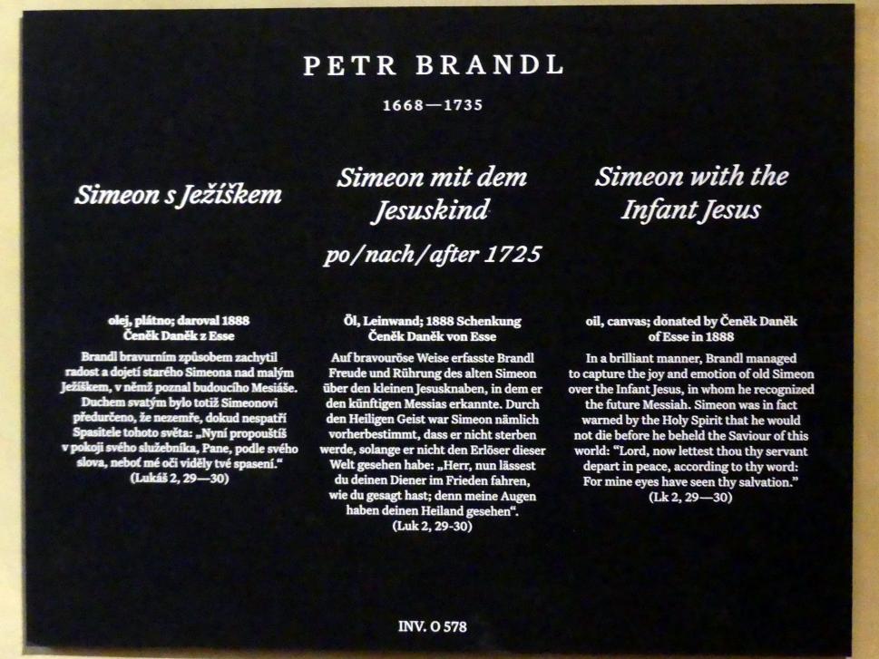 Peter Johann Brandl (1697–1728), Simeon mit dem Jesuskind, Prag, Nationalgalerie im Palais Schwarzenberg, 1. Obergeschoss, Saal 7, nach 1725, Bild 3/3