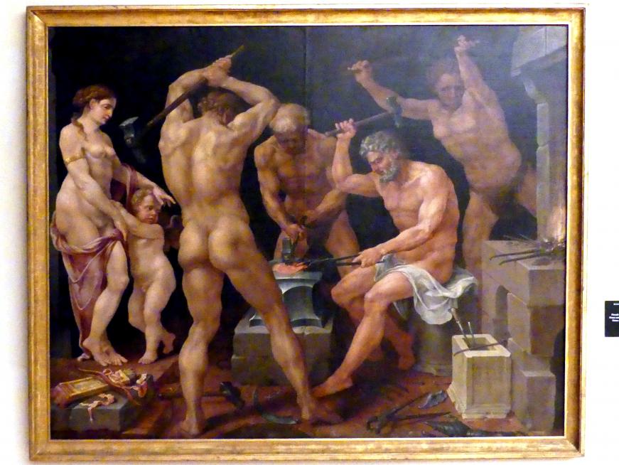 Maarten van Heemskerck (1531–1561), Venus und Cupido in Vulkans Werkstatt, Prag, Nationalgalerie im Palais Schwarzenberg, 2. Obergeschoss, Saal 1, 1536, Bild 1/2