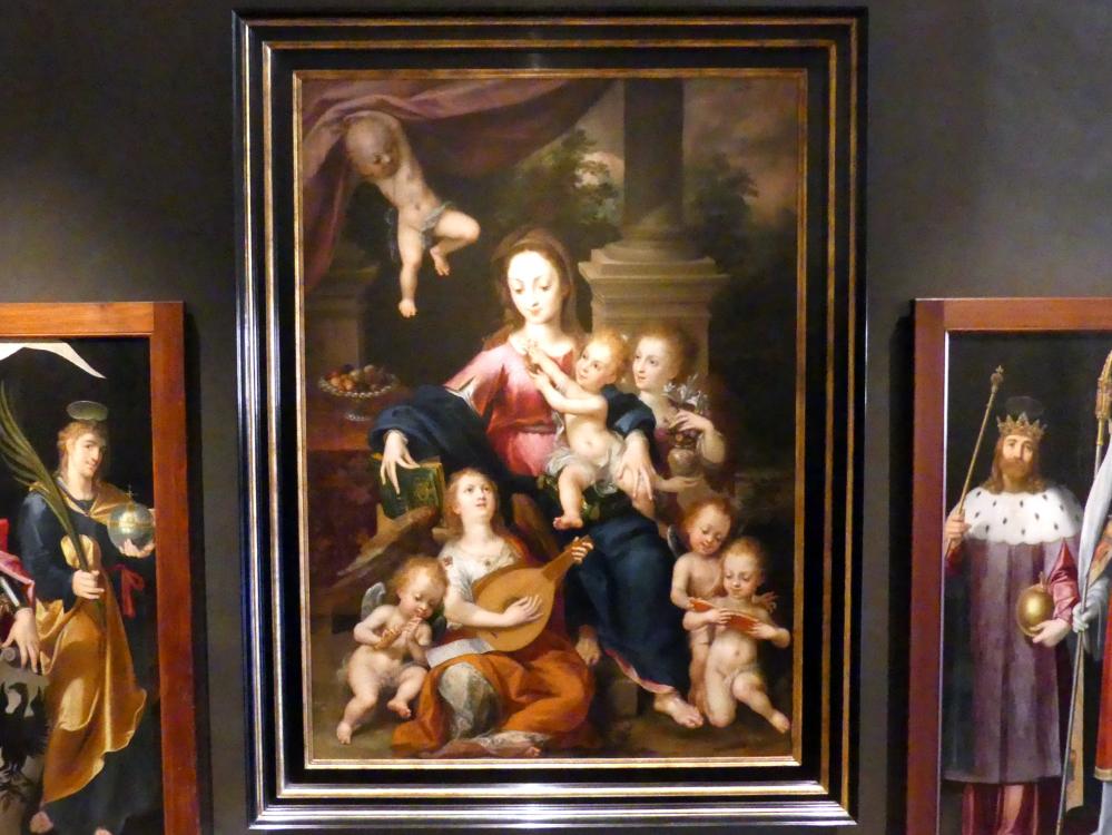 Dirck de Quade von Ravesteyn (1608), Madonna mit Kind und musizierenden Engeln, Prag, Nationalgalerie im Palais Schwarzenberg, 2. Obergeschoss, Saal 4, Undatiert, Bild 1/2