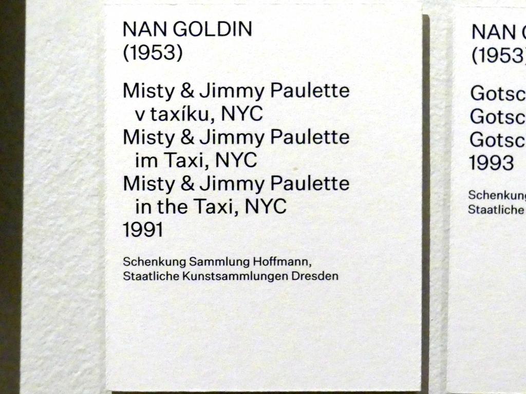 Nan Goldin (1984–1997), Misty & Jimmy Paulette im Taxi, NYC, Prag, Nationalgalerie im Salm-Palast, Ausstellung "Möglichkeiten des Dialogs" vom 02.12.2018-01.12.2019, Saal 4, 1991, Bild 2/2