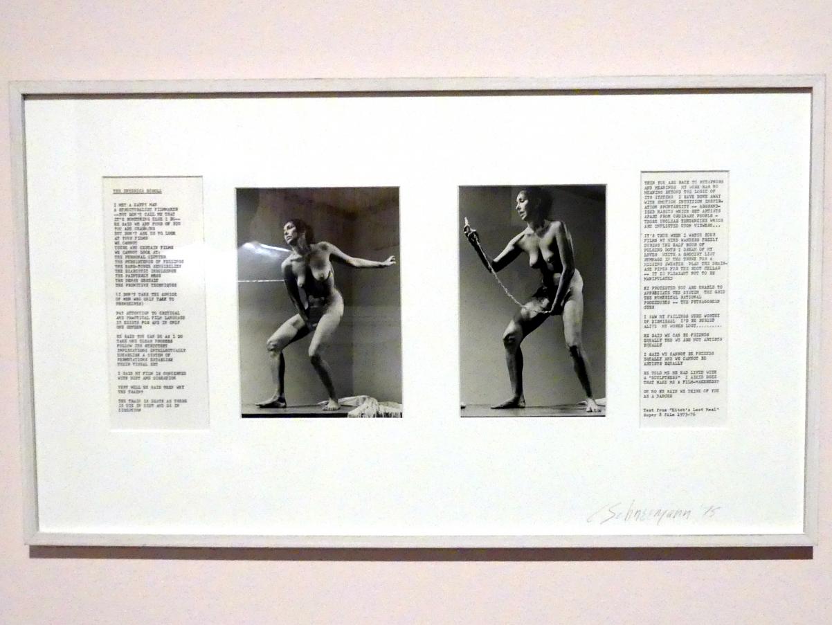 Carolee Schneemann (1963–1976), Interior Scroll, Prag, Nationalgalerie im Salm-Palast, Ausstellung "Möglichkeiten des Dialogs" vom 02.12.2018-01.12.2019, Saal 2, 1975–1977, Bild 2/4