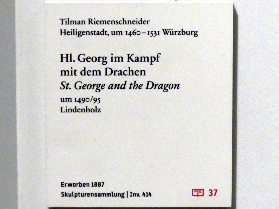 Tilman Riemenschneider (1487–1523), Hl. Georg im Kampf mit dem Drachen, Berlin, Bode-Museum, Saal 107, um 1490–1495, Bild 3/3