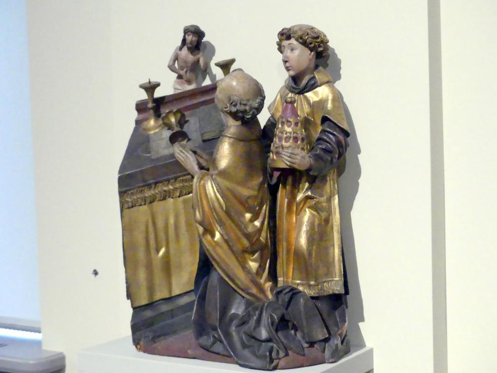 Michel Erhart (1472–1516), Messe des heiligen Papstes Gregor, Berlin, Bode-Museum, Saal 107, um 1480, Bild 2/4