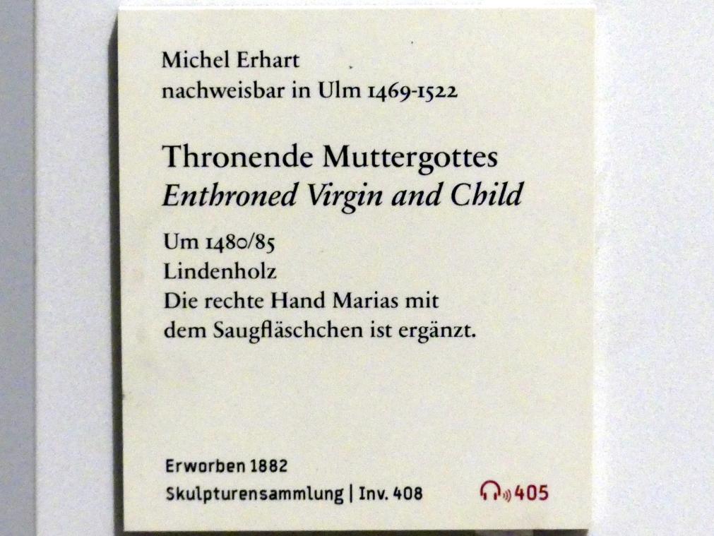 Michel Erhart (1472–1516), Thronende Muttergottes, Berlin, Bode-Museum, Saal 107, um 1480–1485, Bild 4/4