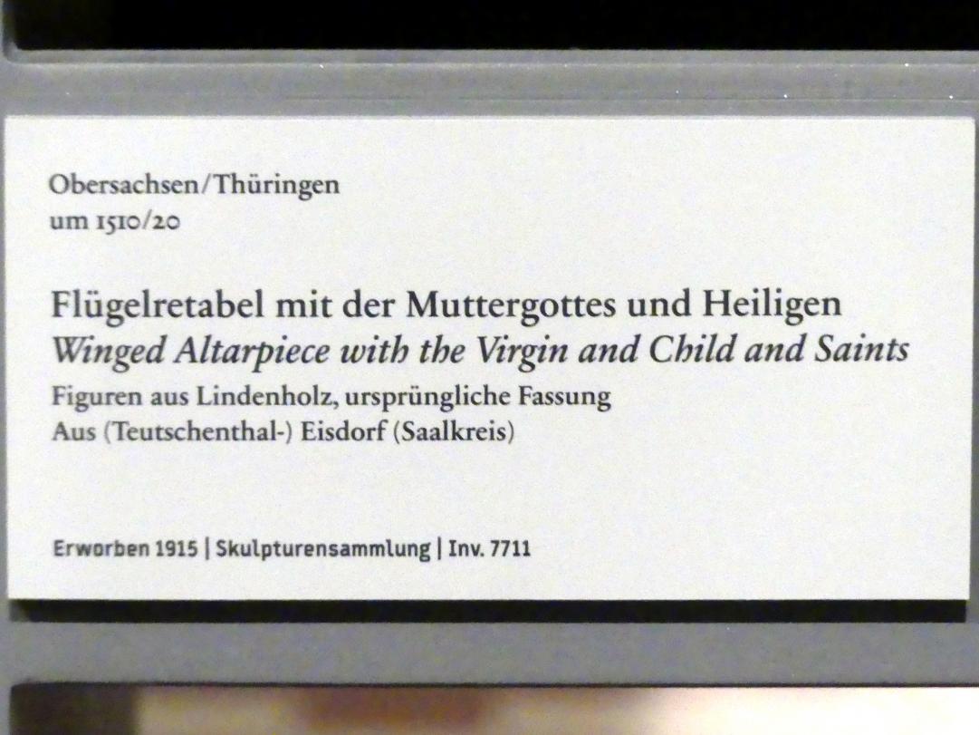 Flügelretabel mit der Muttergottes und Heiligen, Teutschenthal-Eisdorf, Kirche St Johannes, jetzt Berlin, Bode-Museum, Saal 107, um 1510–1520, Bild 3/3