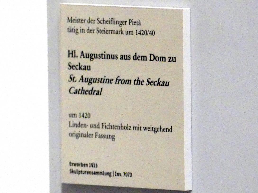 Meister der Scheiflinger Pietà (1420), Hl. Augustinus aus dem Dom zu Seckau, Seckau, Basilika Seckau, jetzt Berlin, Bode-Museum, Saal 106, um 1420, Bild 2/2