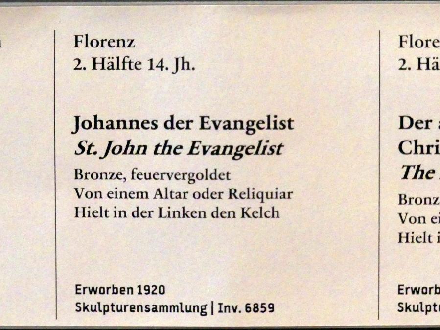 Johannes der Evangelist, Berlin, Bode-Museum, Saal 108, 2. Hälfte 14. Jhd., Bild 2/2