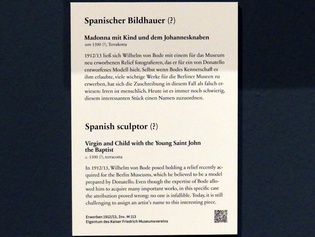 Madonna mit Kind und dem Johannesknaben, Berlin, Bode-Museum, Saal 121, um 1500, Bild 2/2