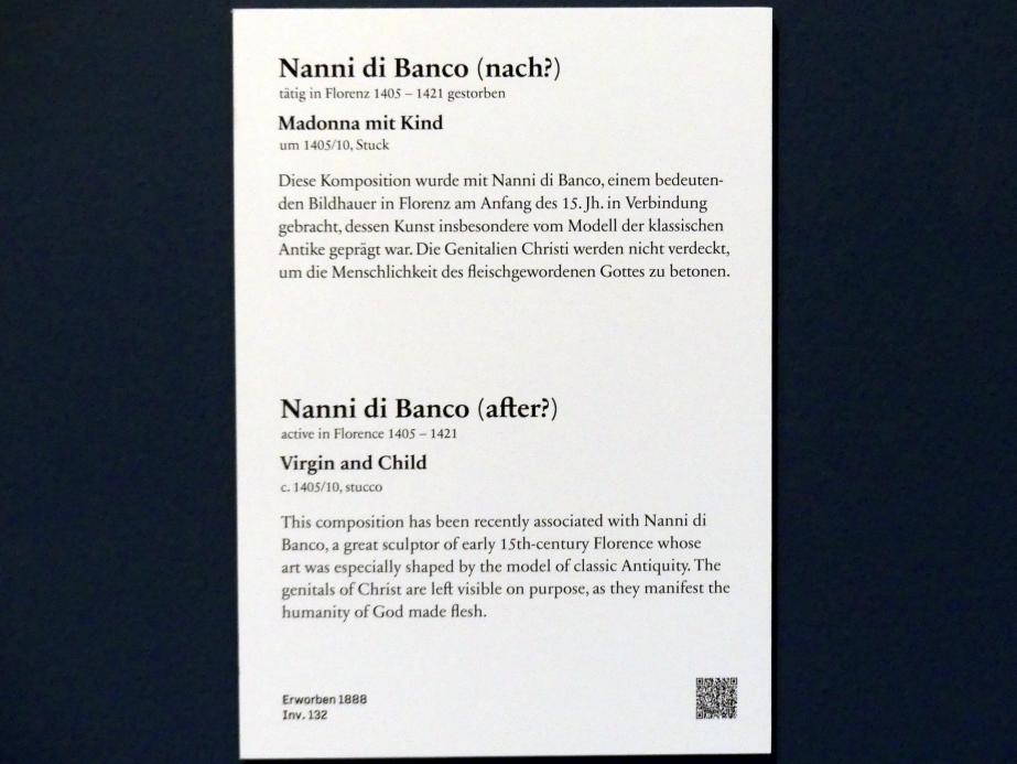 Nanni di Banco (1407), Madonna mit Kind, Berlin, Bode-Museum, Saal 122, um 1405–1410, Bild 2/2