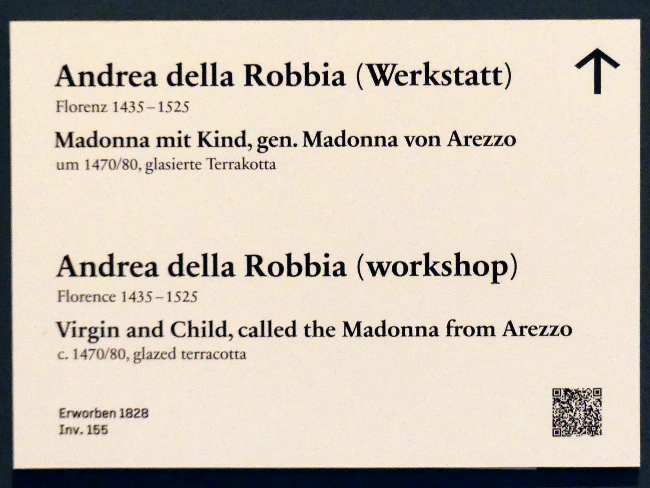 Andrea della Robbia (Werkstatt) (1450–1510), Madonna mit Kind, gen. Madonna von Arezzo, Berlin, Bode-Museum, Saal 122, um 1470–1480, Bild 2/2