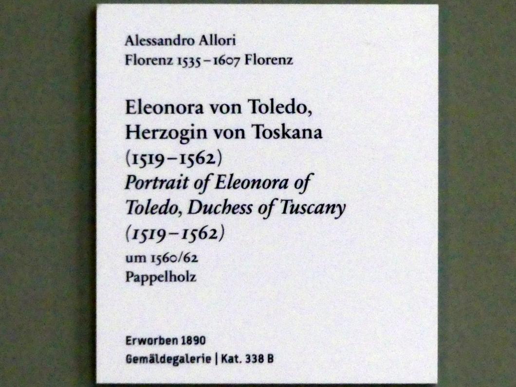 Alessandro Allori (1561–1570), Eleonora von Toledo, Herzogin von Toskana (1519-1562), Berlin, Bode-Museum, Saal 124, um 1560–1562, Bild 2/2