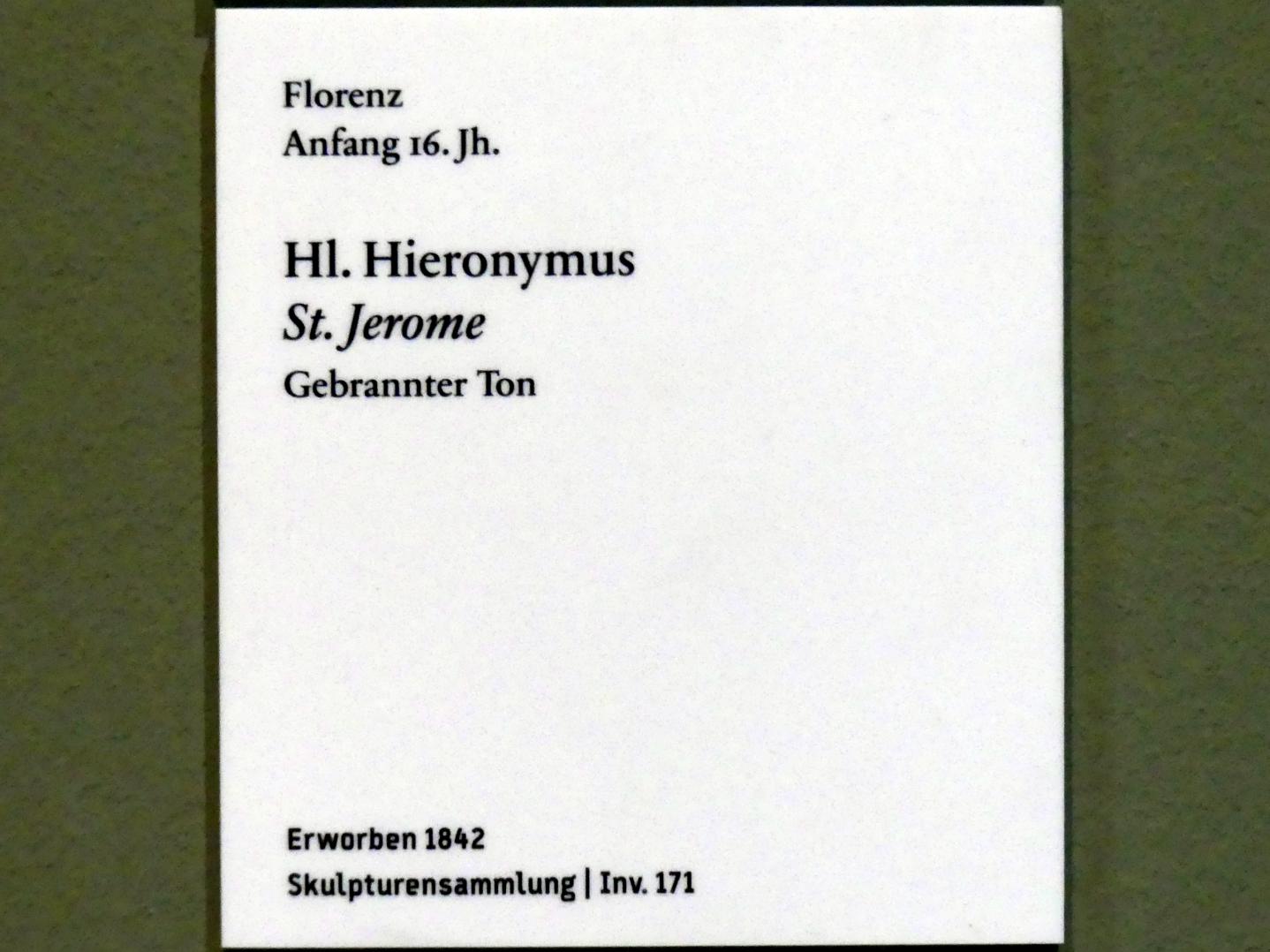 Hl. Hieronymus, Berlin, Bode-Museum, Saal 124, Beginn 16. Jhd., Bild 3/3