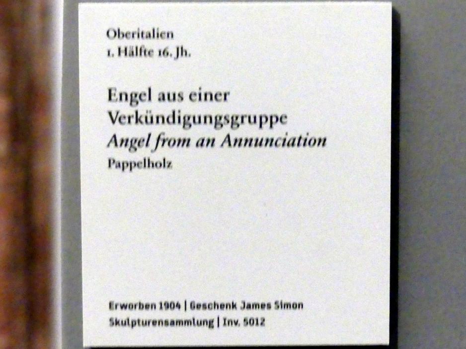 Engel aus einer Verkündigungsgruppe, Berlin, Bode-Museum, Saal 130, 1. Hälfte 16. Jhd., Bild 4/4