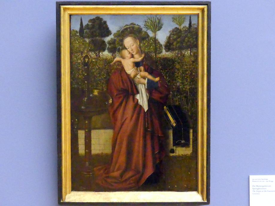 Jan van Eyck (Nachfolger) (1440–1475), Die Muttergottes am Springbrunnen, Berlin, Bode-Museum, Saal 208, Undatiert, Bild 1/2