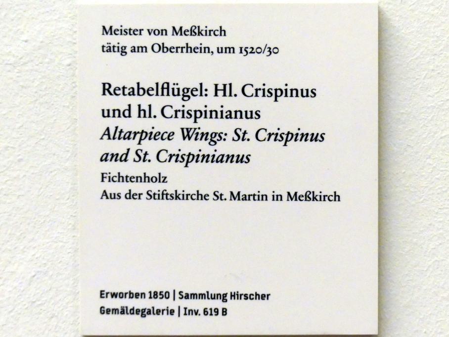 Meister von Meßkirch (1525–1540), Retabelflügel: Hl. Crispinus und hl. Crispinianus, Meßkirch, Stadtpfarrkirche St. Martin, jetzt Berlin, Bode-Museum, Saal 214, um 1520–1530, Bild 2/2