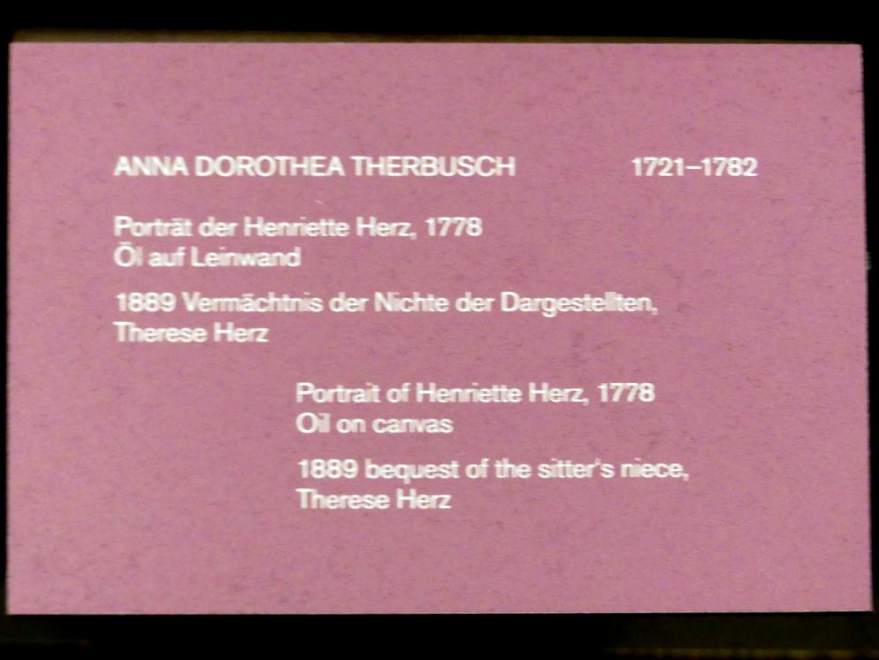 Anna Dorothea Therbusch (1769–1782), Porträt der Henriette Herz, Berlin, Alte Nationalgalerie, Saal 303, Künstlerinnen der Nationalgalerie vor 1919, 1778, Bild 2/2