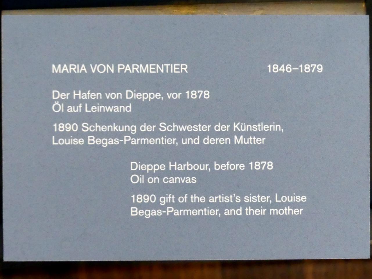 Maria von Parmentier (1877), Der Hafen von Dieppe, Berlin, Alte Nationalgalerie, Saal 307, Künstlerinnen der Nationalgalerie vor 1919, vor 1878, Bild 2/2