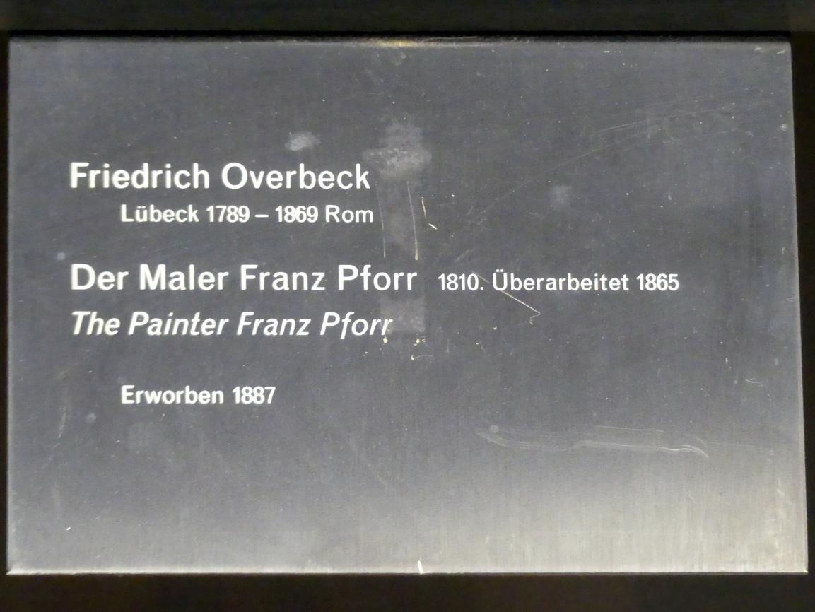 Friedrich Overbeck (1808–1867), Der Maler Franz Pforr, Berlin, Alte Nationalgalerie, Saal 314, Nazarener, 1810, Bild 2/2