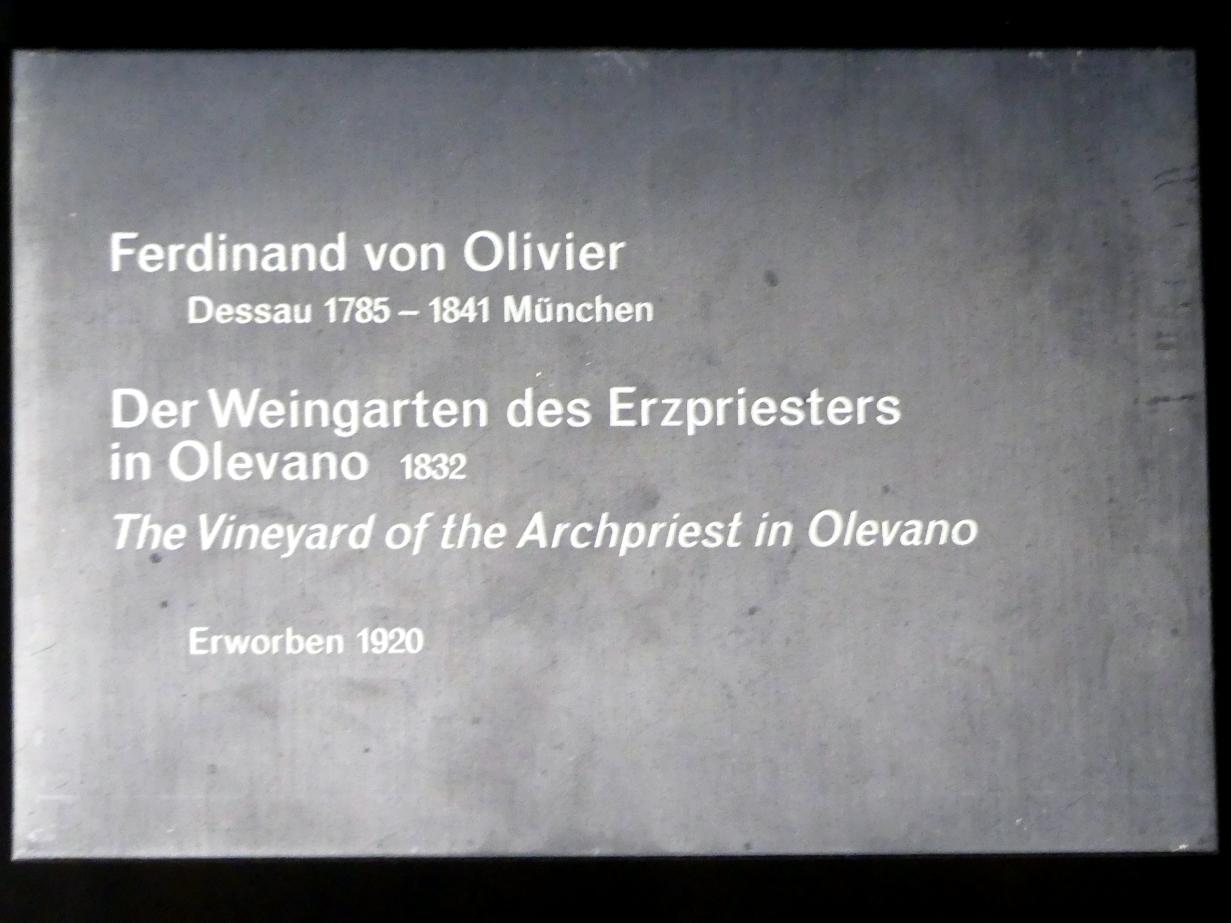 Ferdinand Johann von Olivier (1817–1832), Der Weingarten des Erzpriesters in Olevano, Berlin, Alte Nationalgalerie, Saal 314, Nazarener, 1832, Bild 2/2