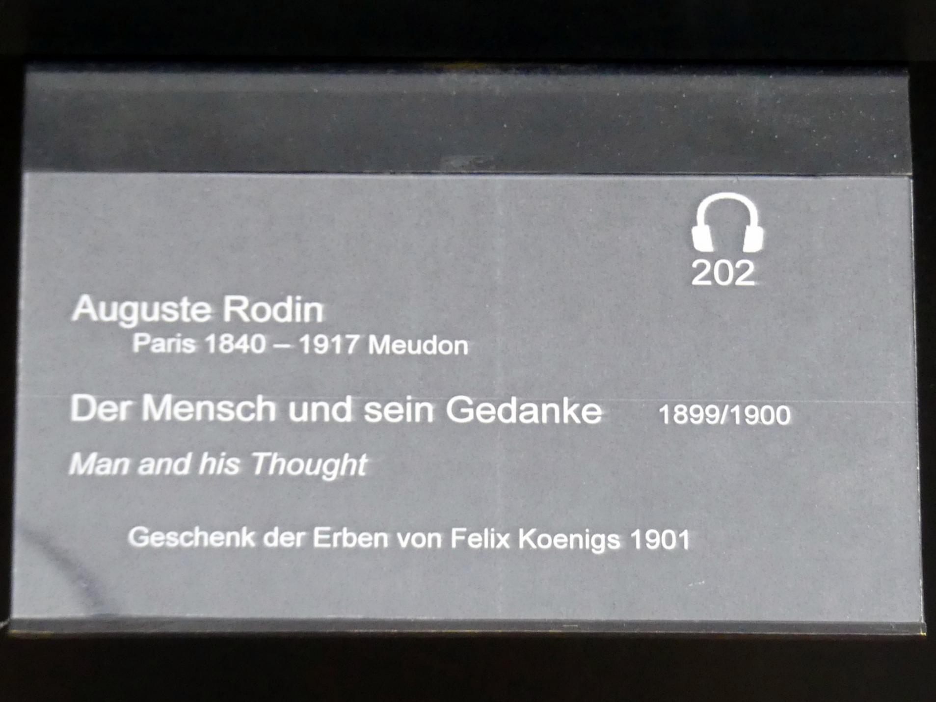 Auguste Rodin (1863–1917), Der Mensch und sein Gedanke, Berlin, Alte Nationalgalerie, Saal 203, Französische Impressionisten, 1899–1900, Bild 4/4