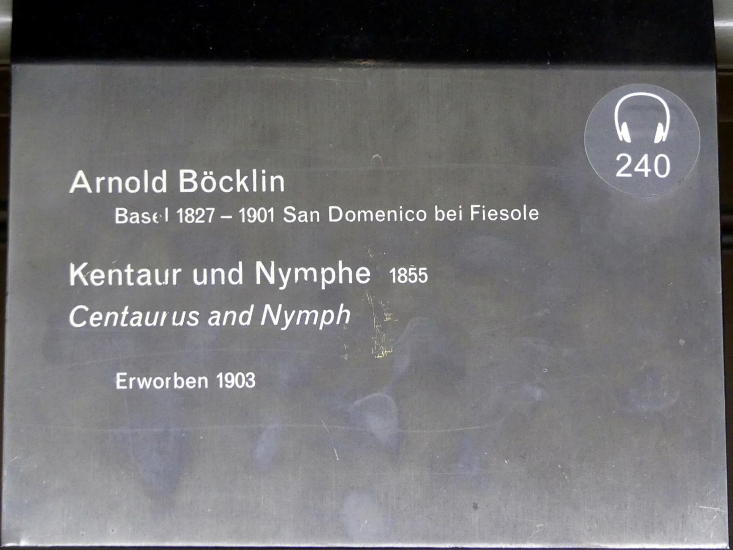 Arnold Böcklin (1851–1897), Kentaur und Nymphe, Berlin, Alte Nationalgalerie, Saal 206, Deutschrömer, 1855, Bild 2/2