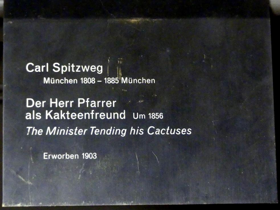 Carl Spitzweg (1835–1880), Der Herr Pfarrer als Kakteenfreund, Berlin, Alte Nationalgalerie, Saal 210, Realismus in Deutschland, um 1856, Bild 2/2